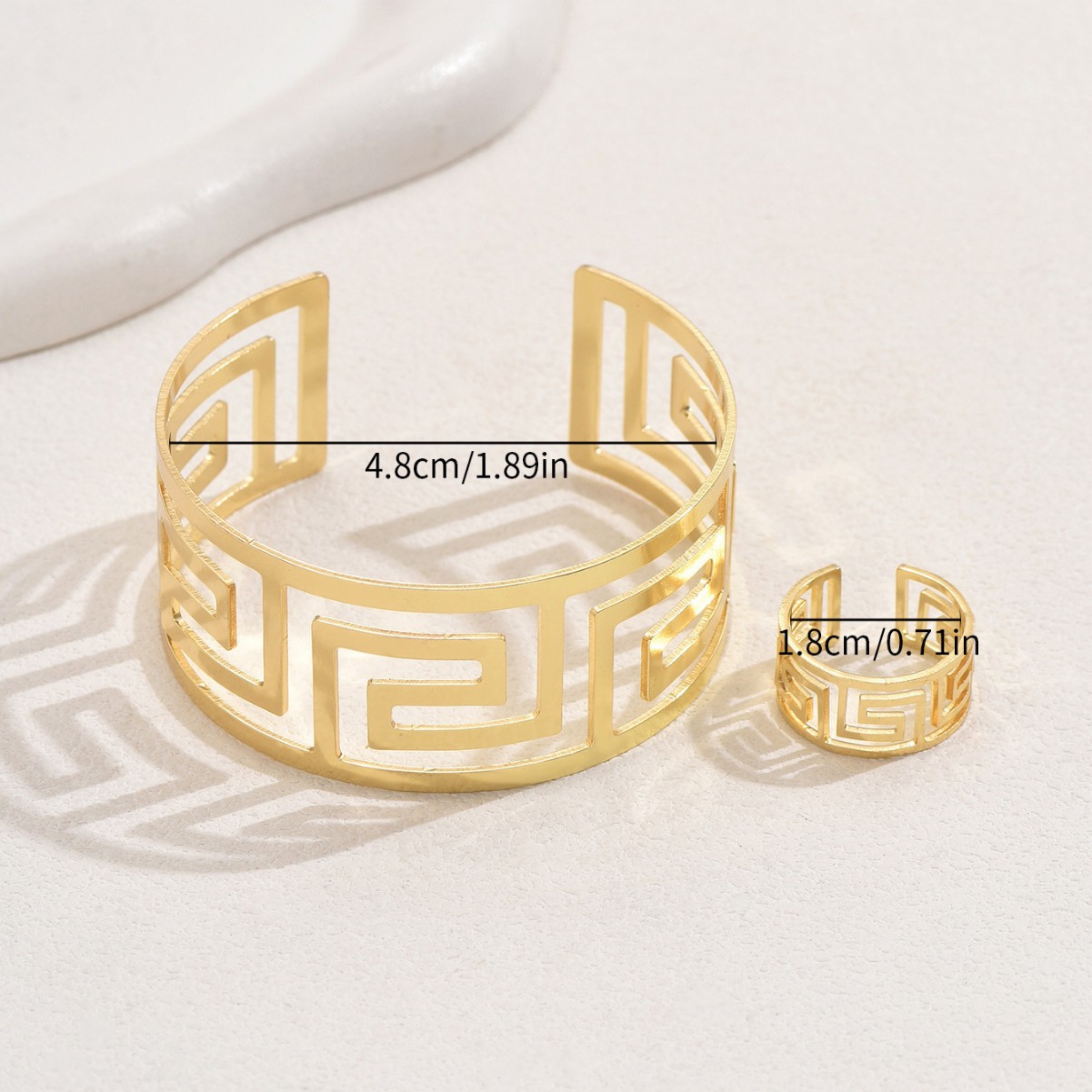 Ring Jewelry Set Open Geometric Unique Bracelet thumbnail 3