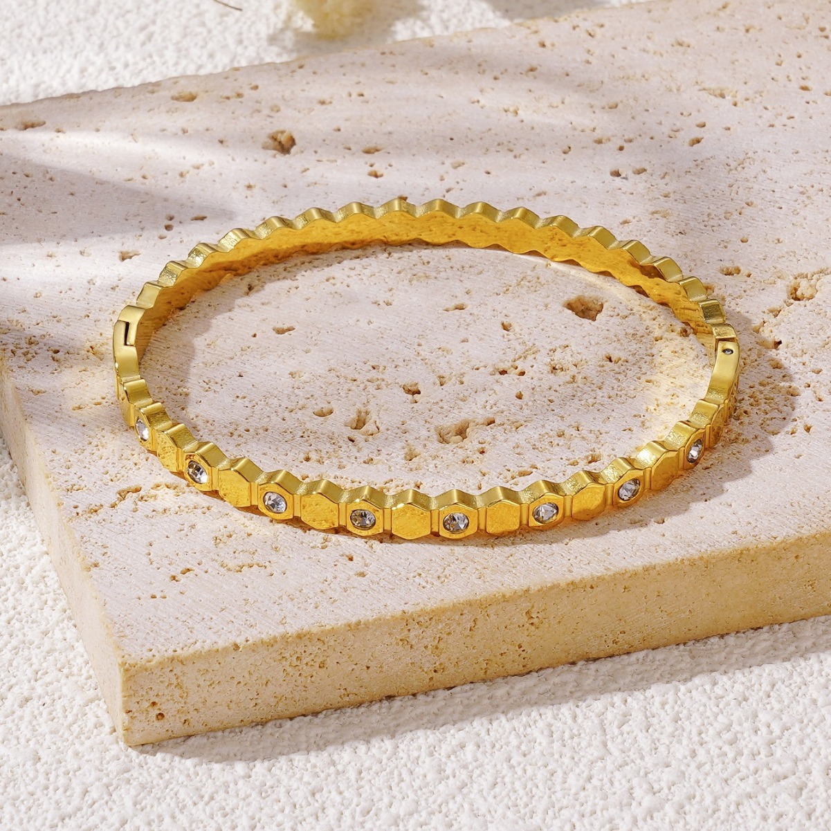 Stainless Steel 18K Gold Plated Zircon Bracelet - view 2
