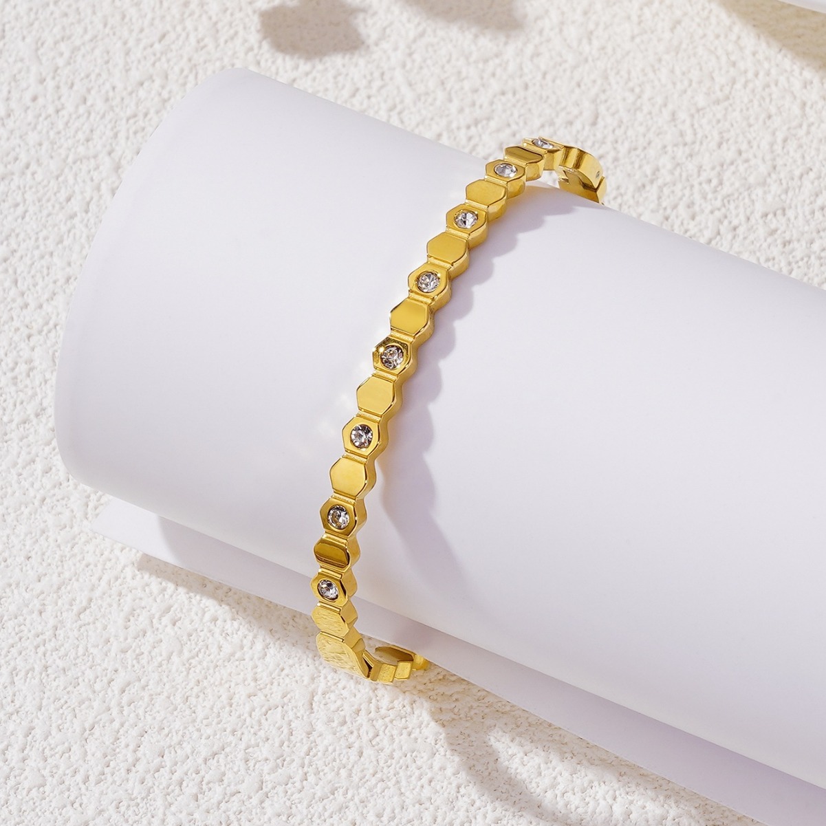 Stainless Steel 18K Gold Plated Zircon Bracelet thumbnail 3