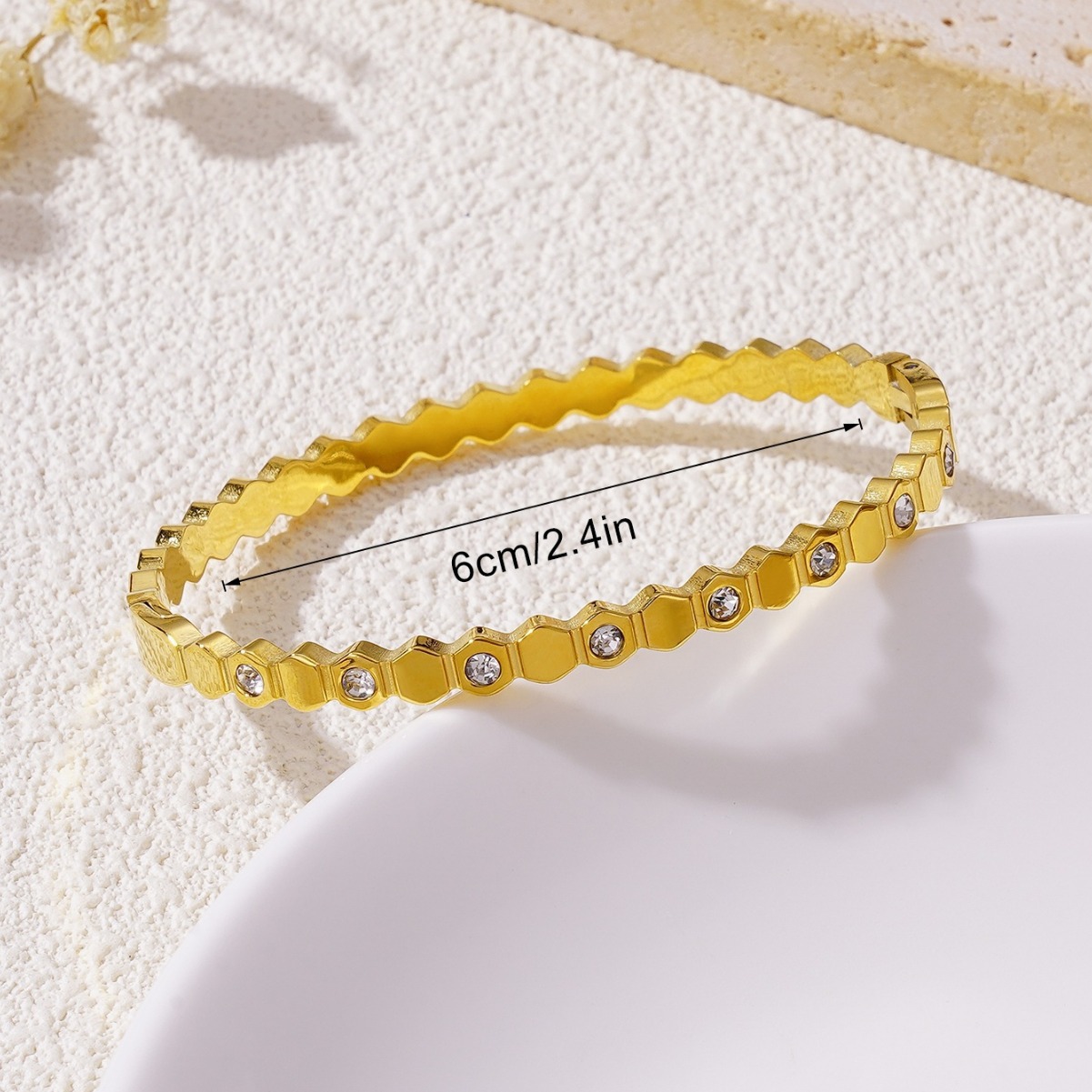 Stainless Steel 18K Gold Plated Zircon Bracelet thumbnail 4