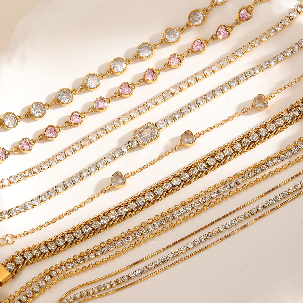 Stainless Steel 18K Gold Plated Premium Heart Bracelet