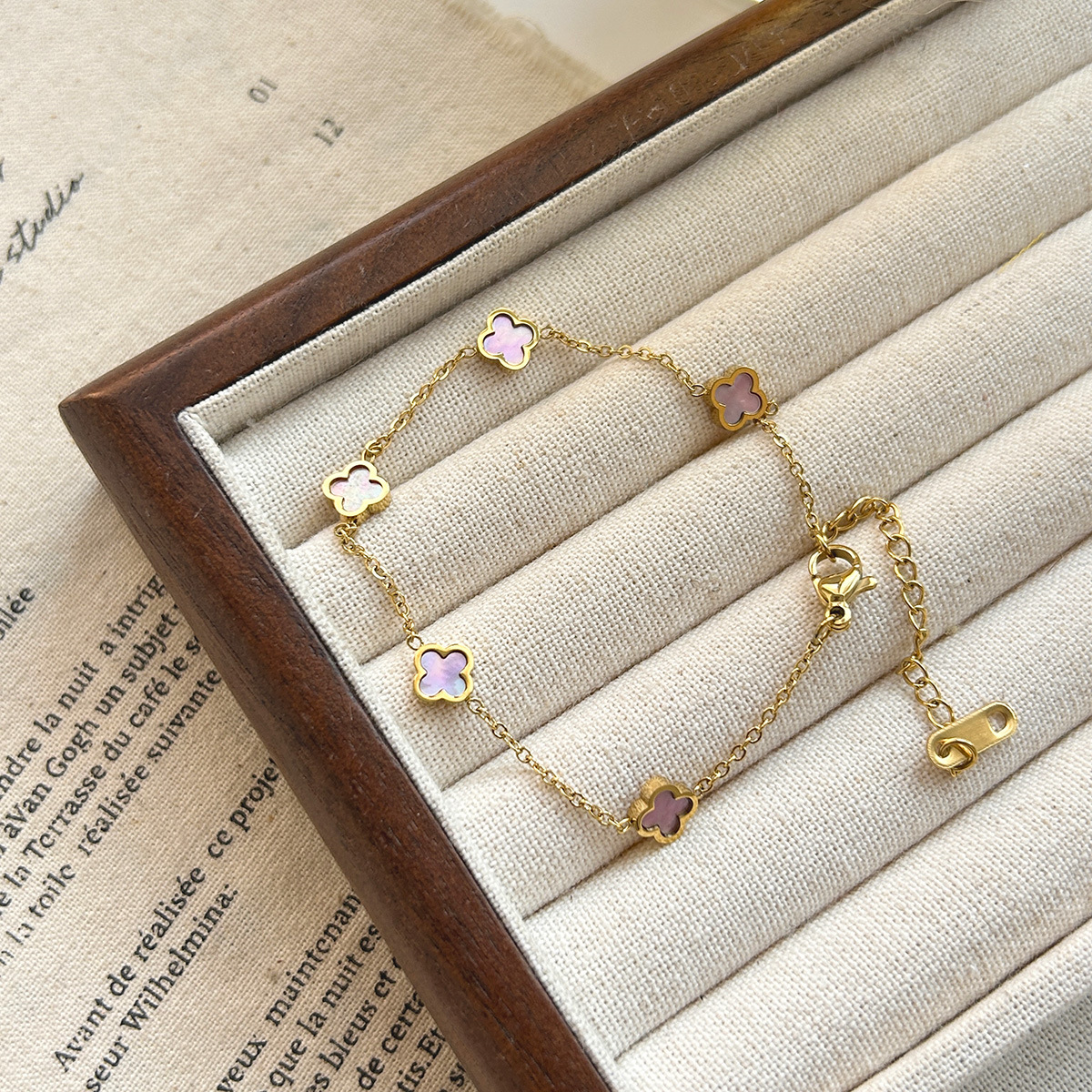 Premium Four Leaf Clover Titanium Steel Luxury Unique Bracelet - view 2