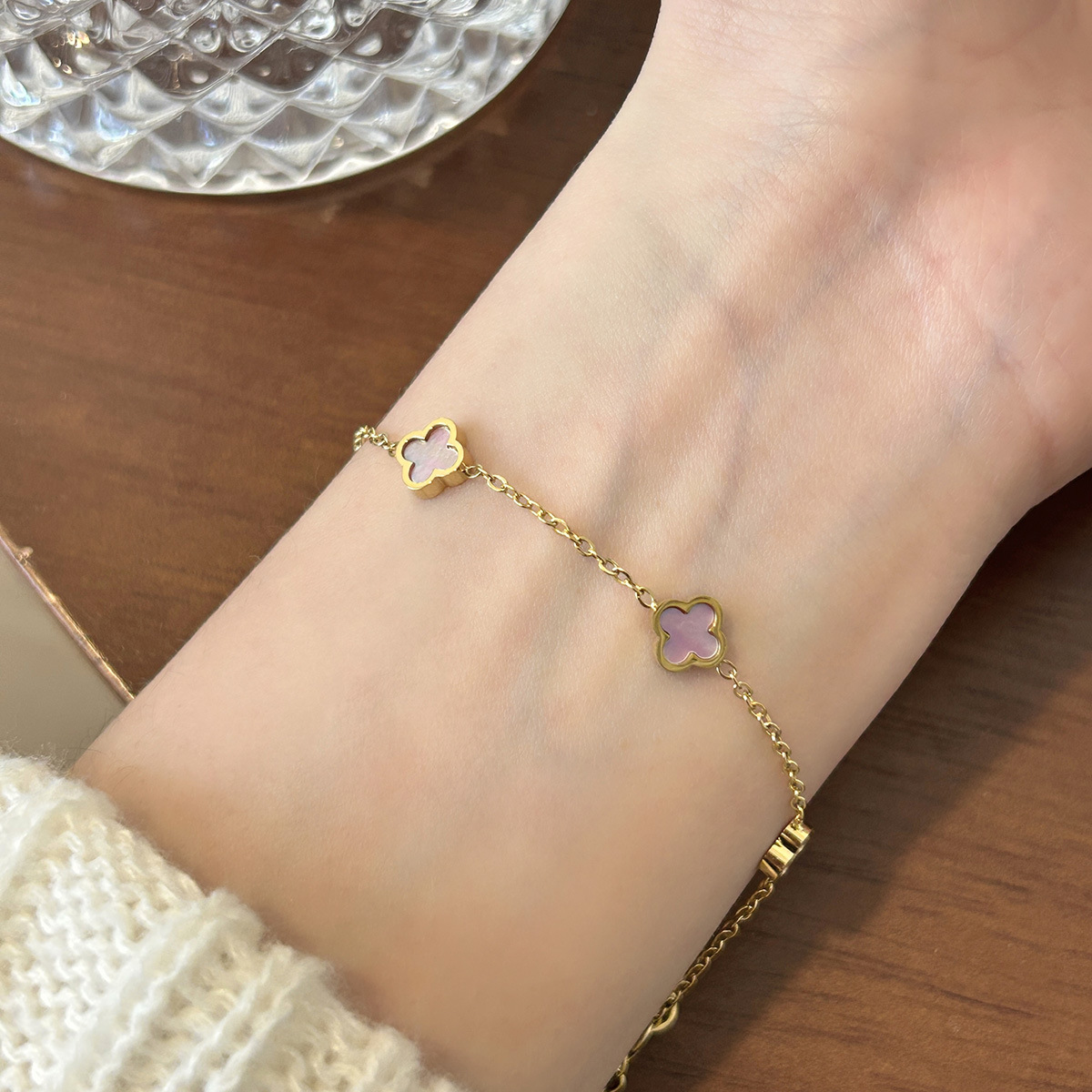 Premium Four Leaf Clover Titanium Steel Luxury Unique Bracelet