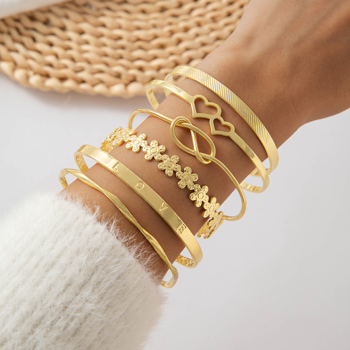 Jewelry Set Open Luxury European & American Style Exaggerated Flower Bracelet thumbnail 5