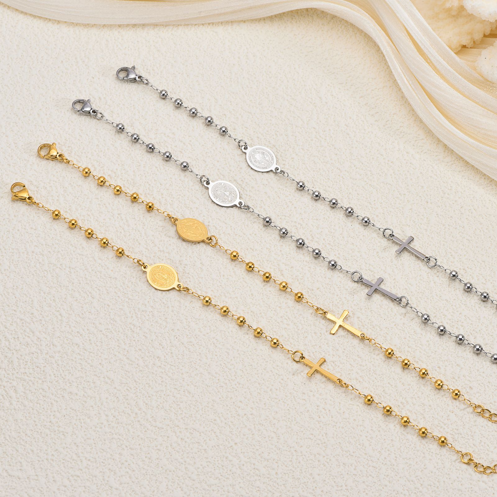 Stainless Steel Cross Titanium European & American Style Bracelet