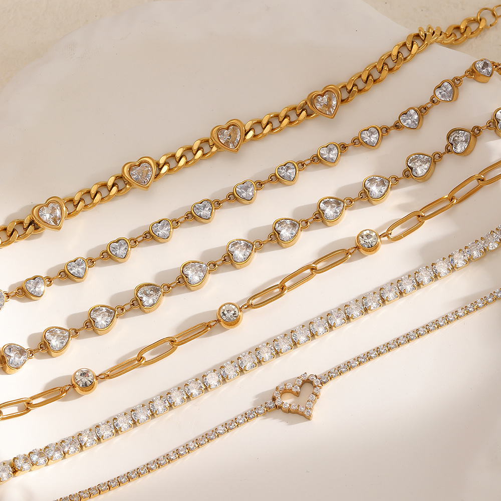 Stainless Steel 18K Gold Plated Premium Heart Bracelet - view 2