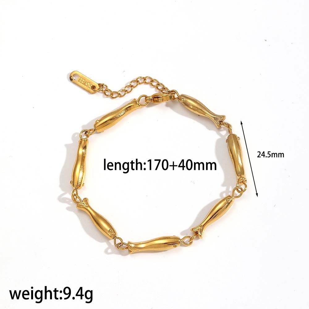 Stainless Steel 18K Gold Plated Titanium Necklace Jewelry Set Min Bracelet thumbnail 3