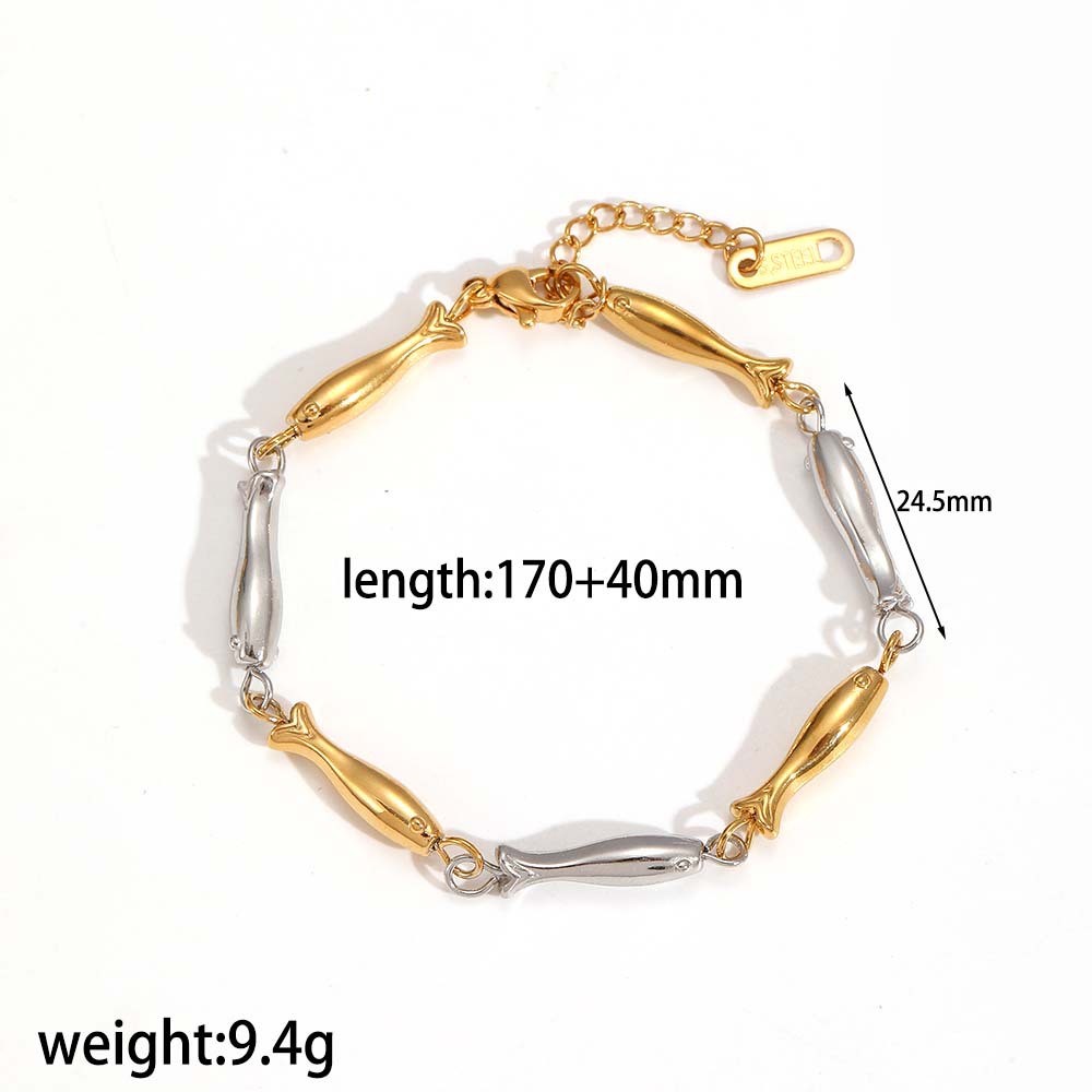 Stainless Steel 18K Gold Plated Titanium Necklace Jewelry Set Min Bracelet thumbnail 4