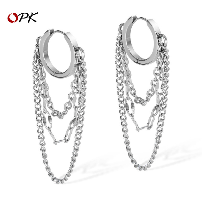 Stainless Steel Titanium Studs European & American Style Tassel Earrings