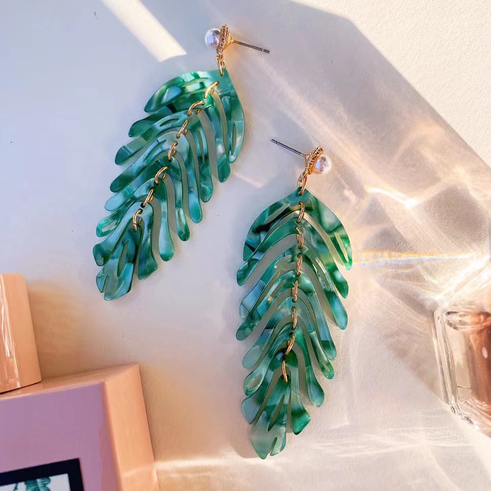 925 Silver Studs Minimalist European & American Style Leaf Earrings - view 2