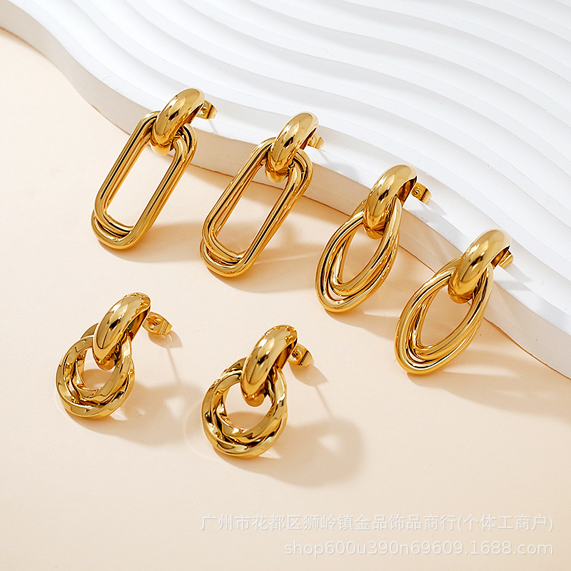 Stainless Steel 18K Gold Plated Minimalist Earrings