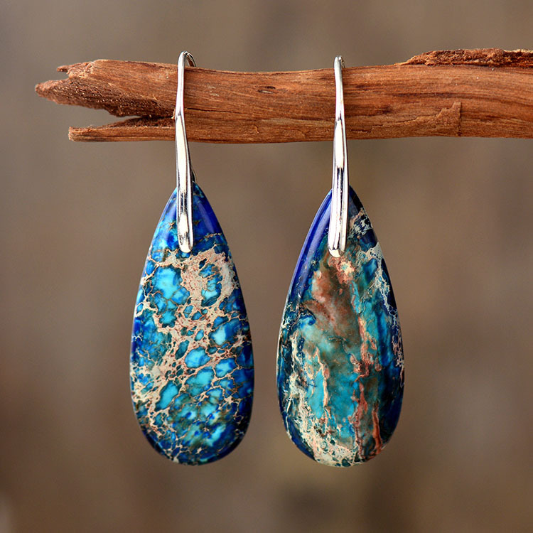 Natural Stone European & American Style Water Drop Earrings