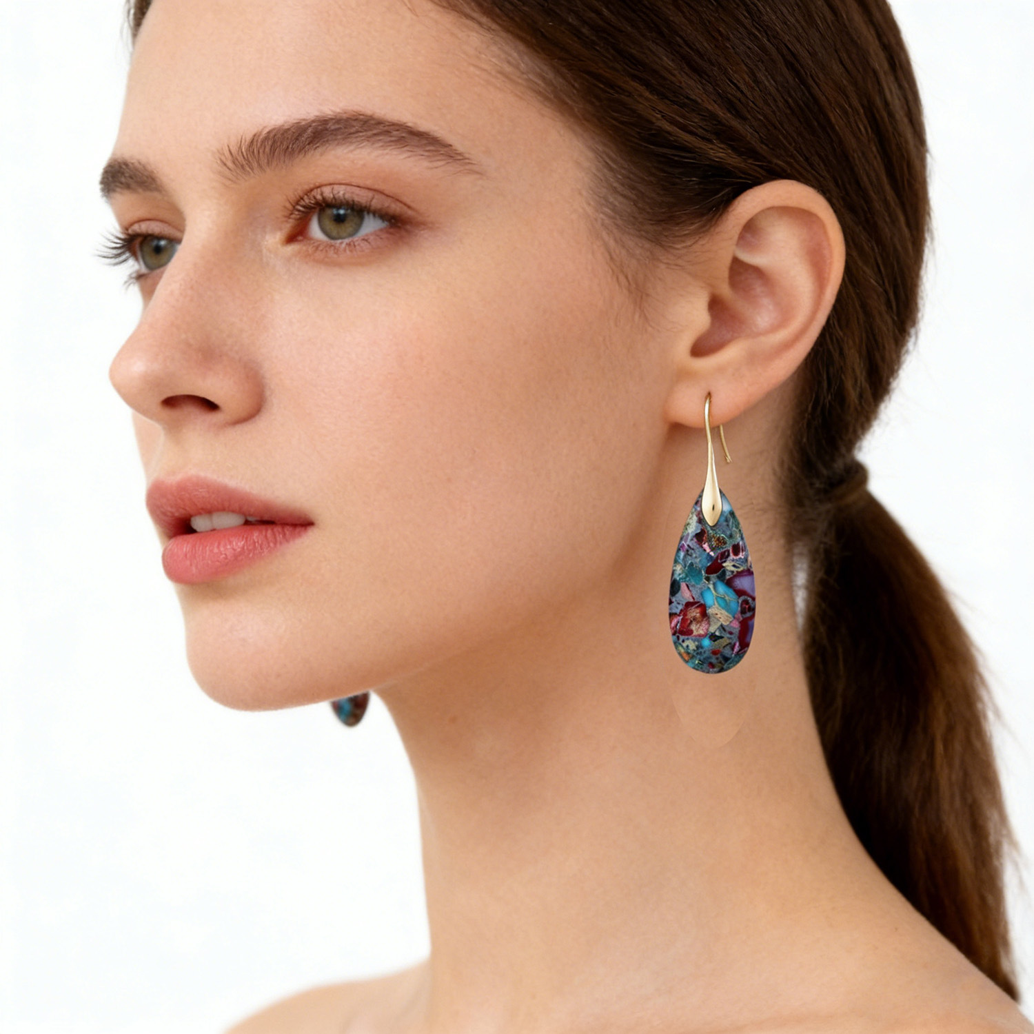 Natural Stone European & American Style Water Drop Earrings - view 2