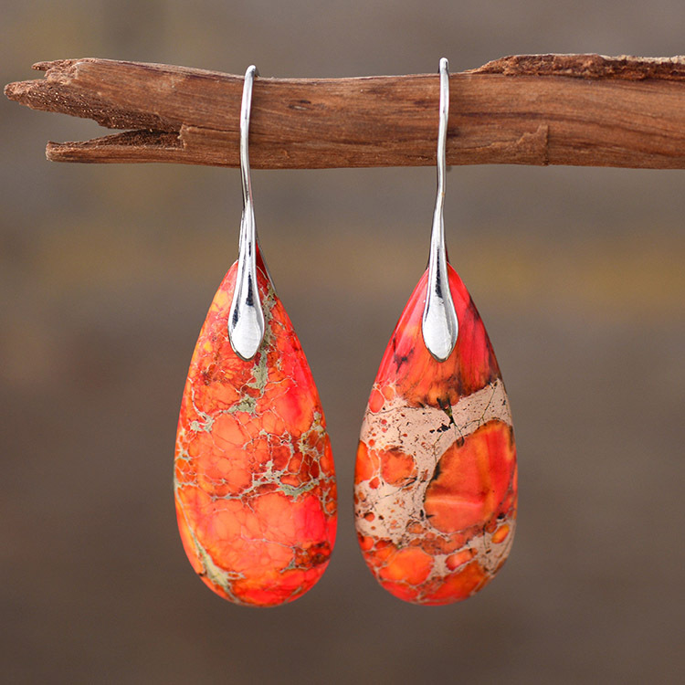 Natural Stone European & American Style Water Drop Earrings thumbnail 3