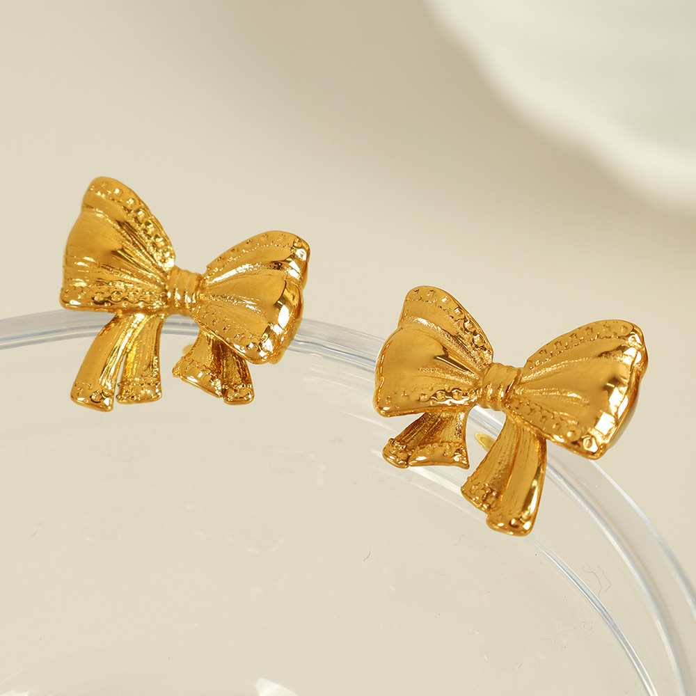 18K Gold Plated Premium Titanium Steel Luxury Unique Europe Earrings thumbnail 3