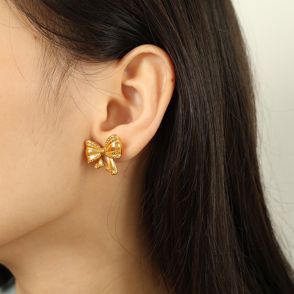 18K Gold Plated Premium Titanium Steel Luxury Unique Europe Earrings thumbnail 4