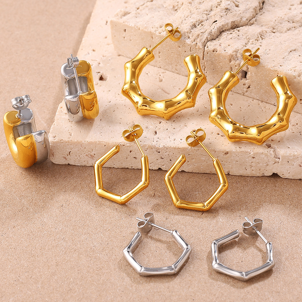 Stainless Steel 18K Gold Plated Geometric European & Americ Earrings