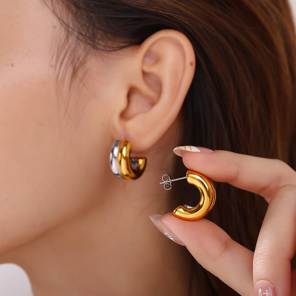 Stainless Steel 18K Gold Plated Geometric European & Americ Earrings thumbnail 4