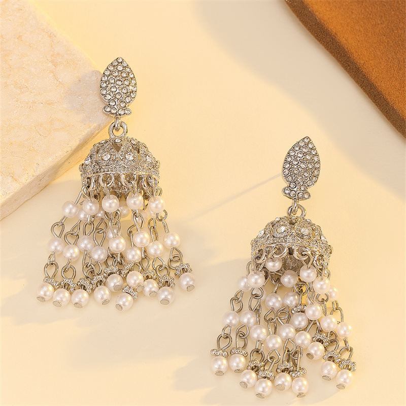 Premium Vintage Unique Exaggerated French Style Pearl Tassel Earrings - view 2