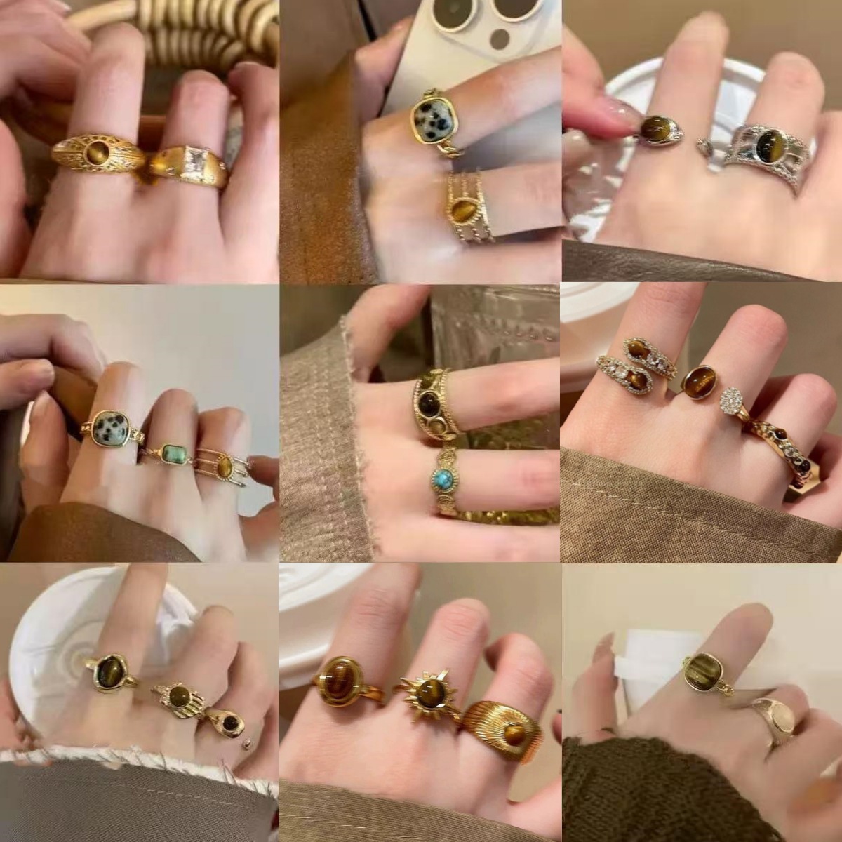 Premium Ring Jewelry Set Open Unique Earrings