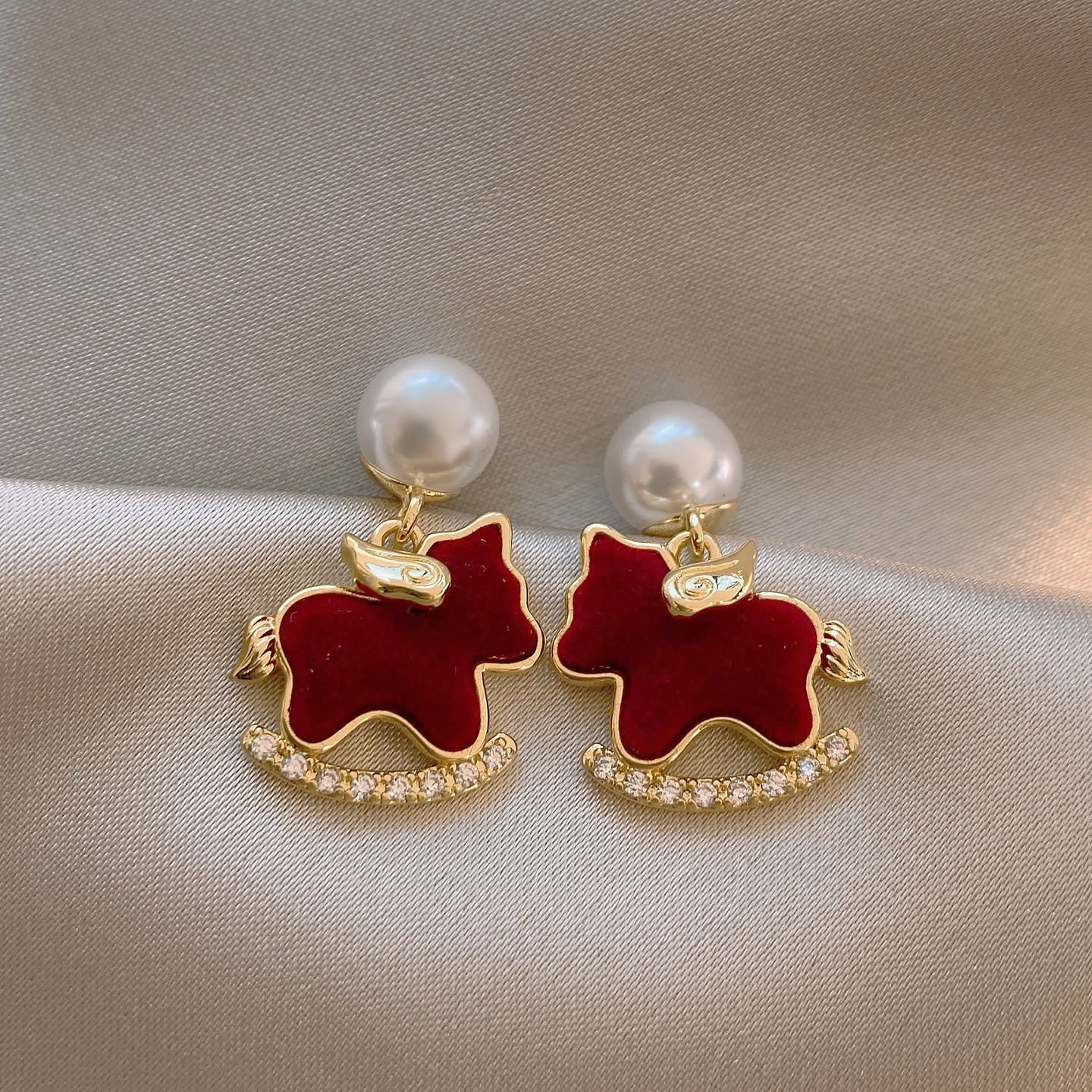 Studs Vintage Luxury Zircon Red Earrings thumbnail 4