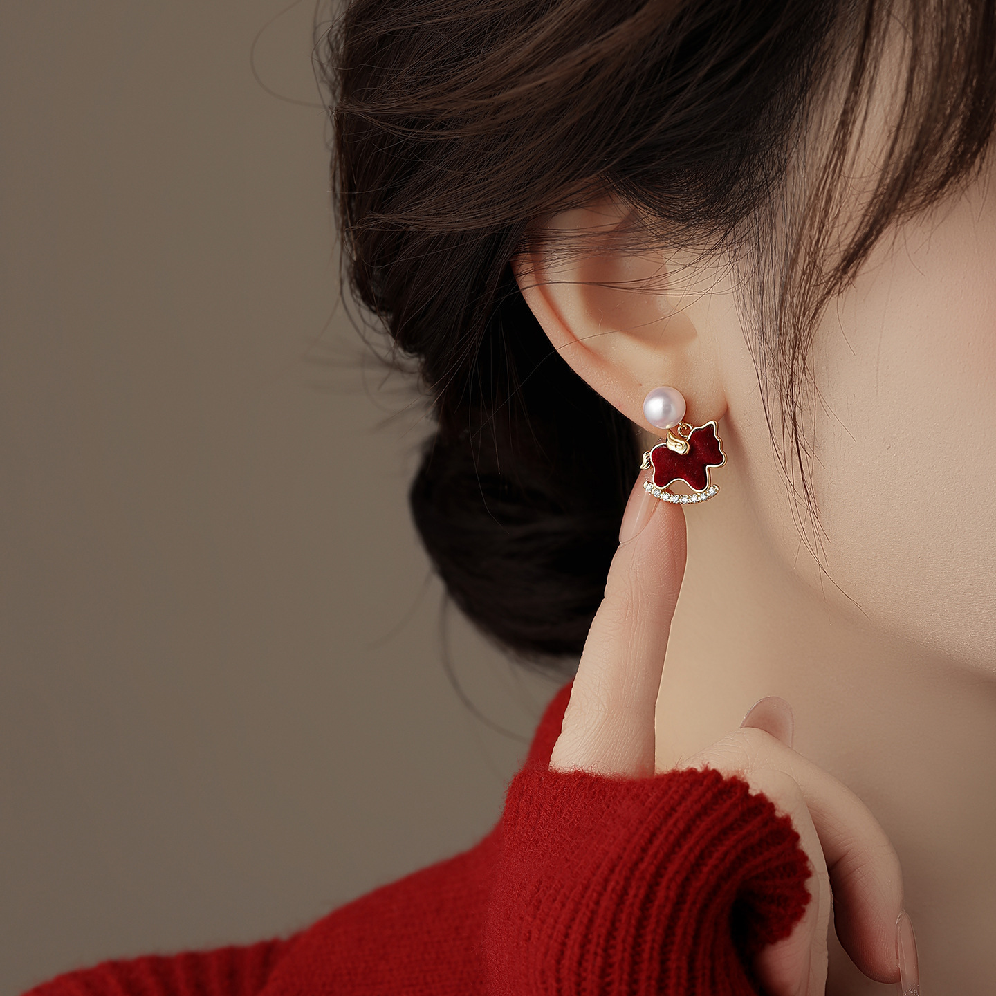 Studs Vintage Luxury Zircon Red Earrings thumbnail 8
