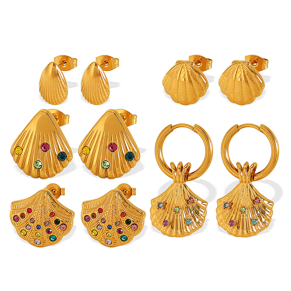 18K Gold Plated Titanium Steel Studs Unique Earrings thumbnail 5