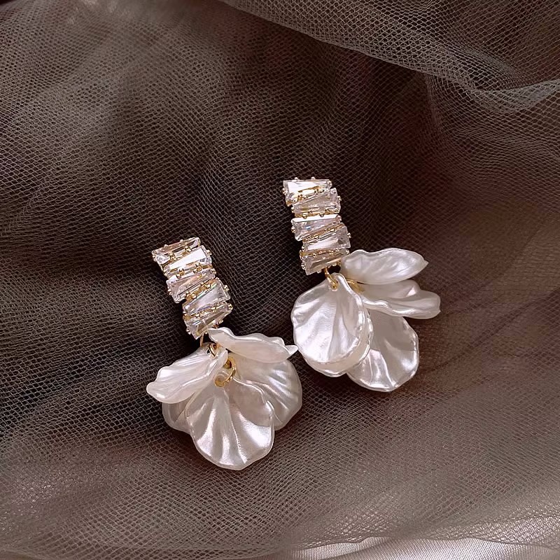 Premium Studs Luxury French Style Zircon Flower Tassel Earrings - view 2