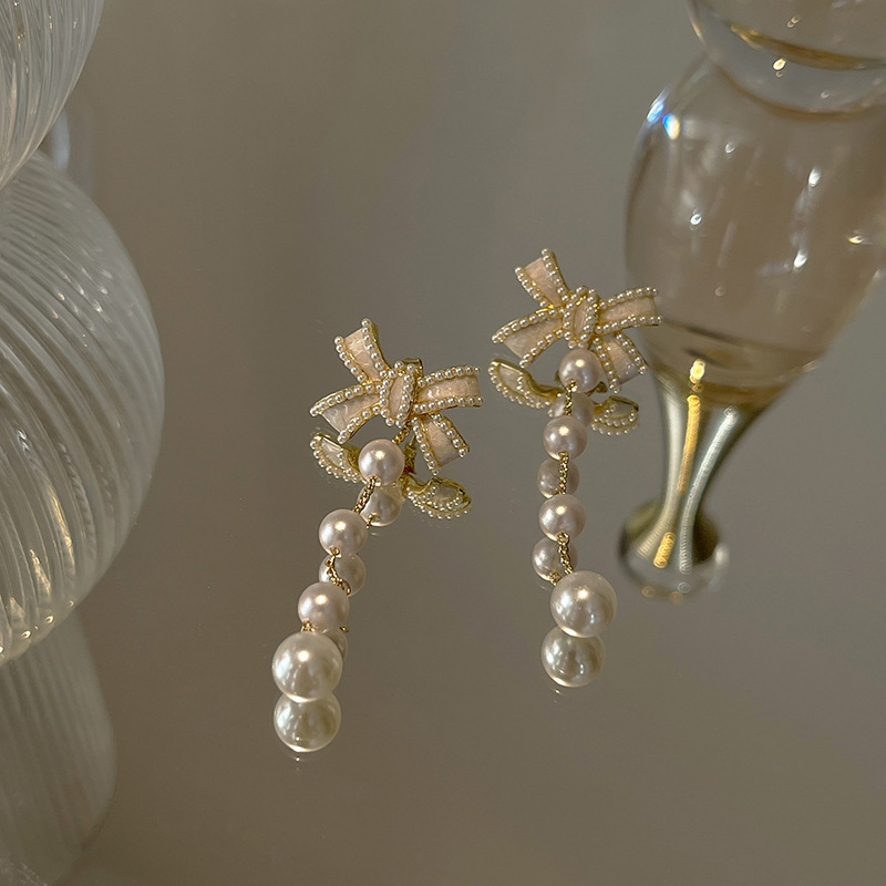 925 Silver Unique Pearl Tassel Butterfly Earrings thumbnail 4