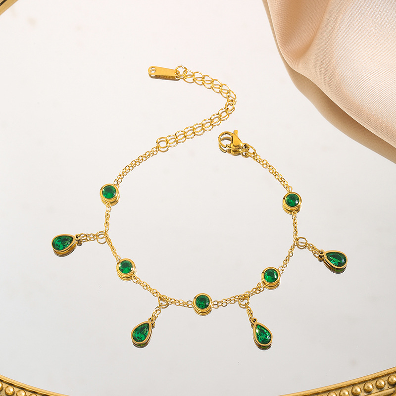 Stainless Steel Premium Titanium Jewelry Set Luxury Zircon Tassel Necklace thumbnail 3