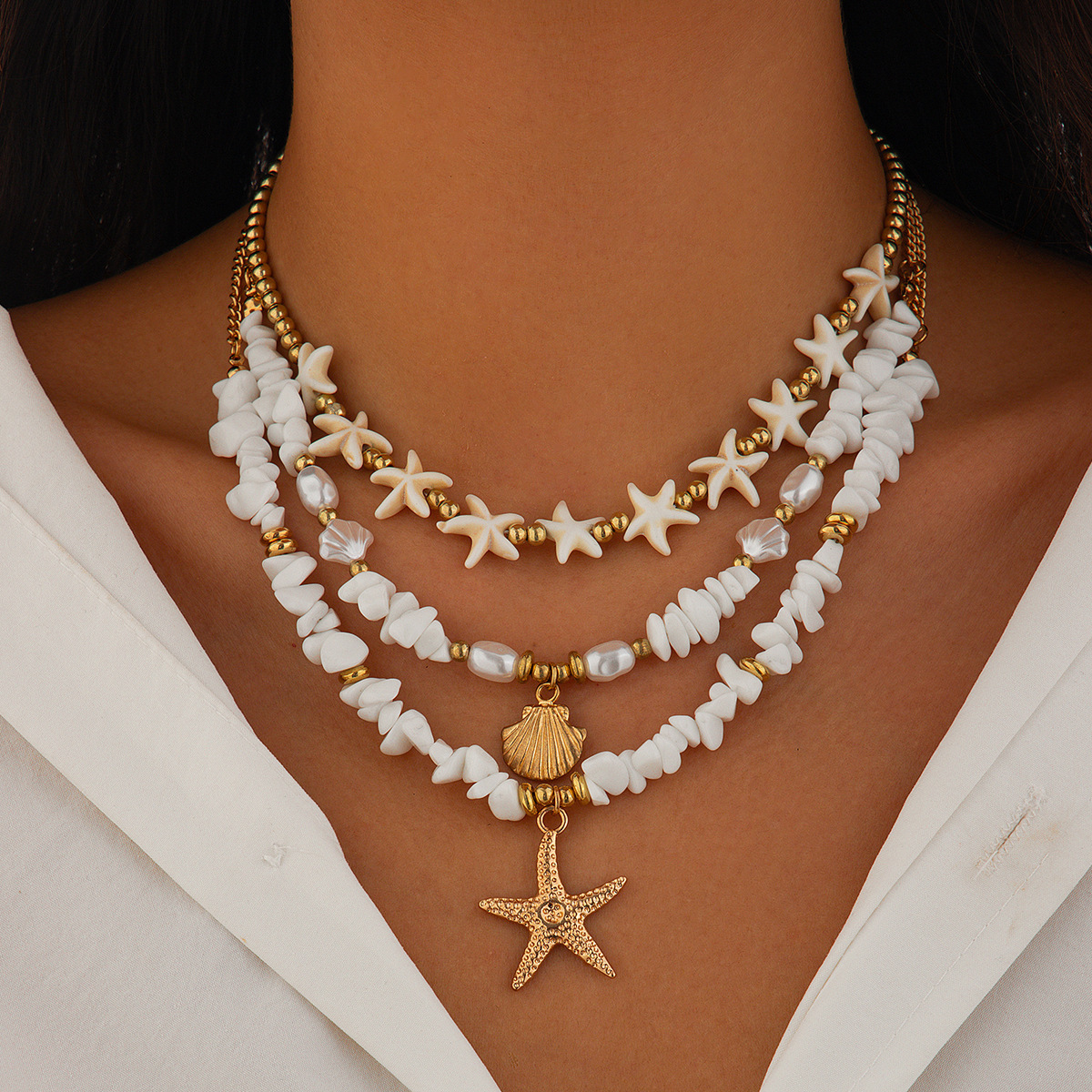 Irregular Pearl Star Necklace thumbnail 3