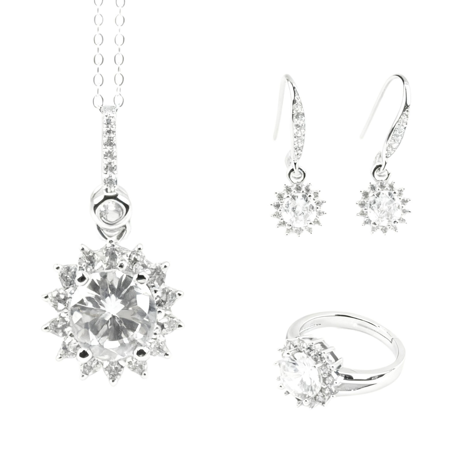 3-Piece Set Ring Earrings Jewelry Zircon Necklace thumbnail 5