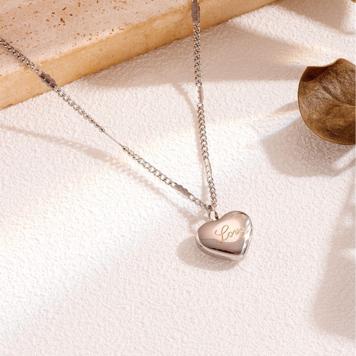 Stainless Steel Premium Unique French Style Heart Necklace - view 2