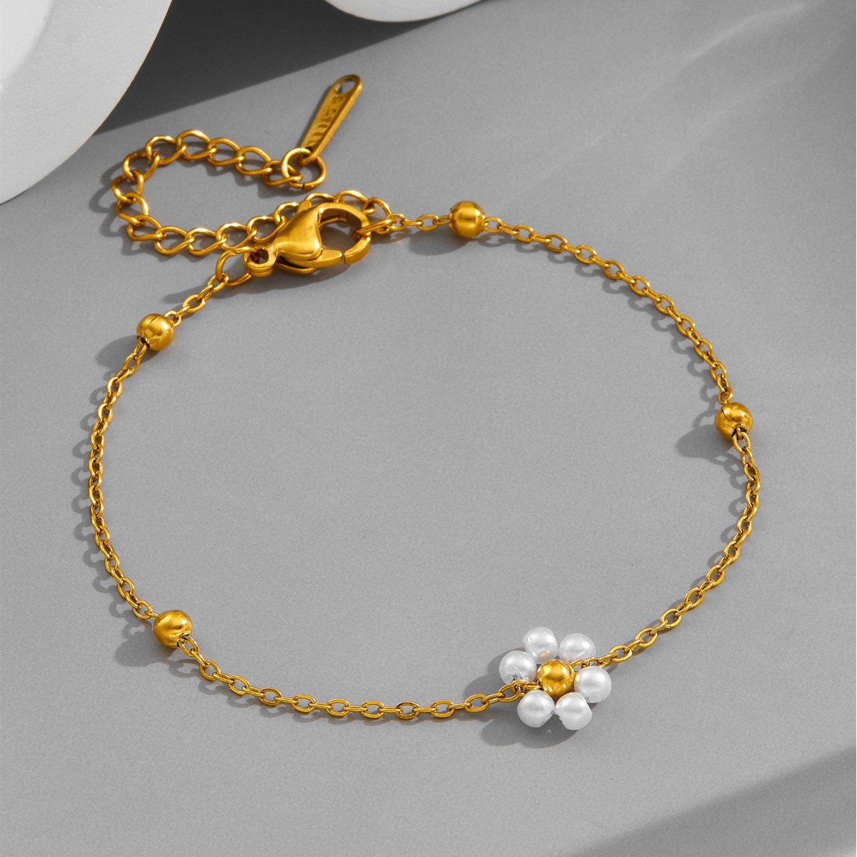 Premium Titanium Steel Bracelet Jewelry Set Unique Pearl Flower Necklace - view 2