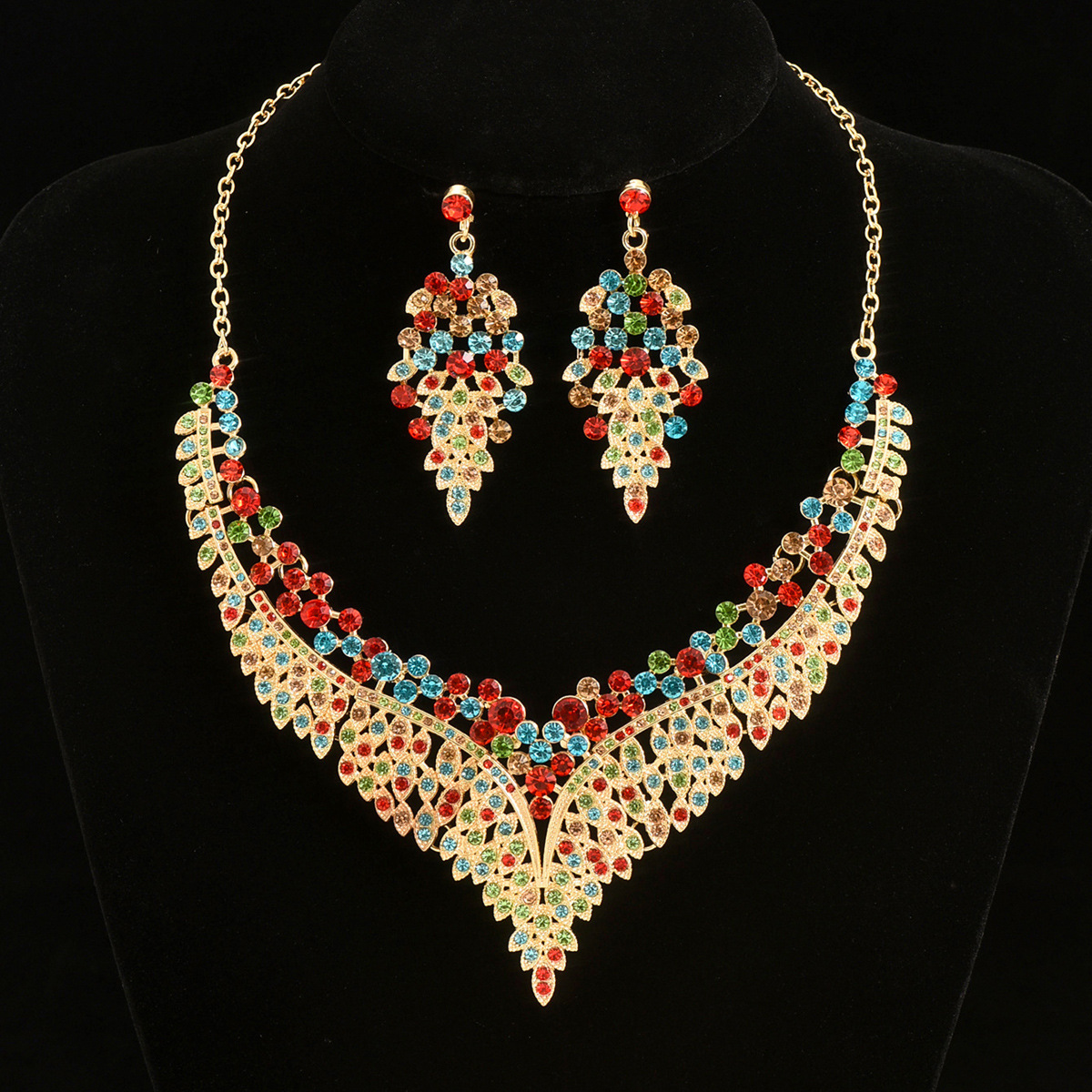 Alloy Earrings Jewelry Set Crystal Wedding Formal Dress Necklace - view 2