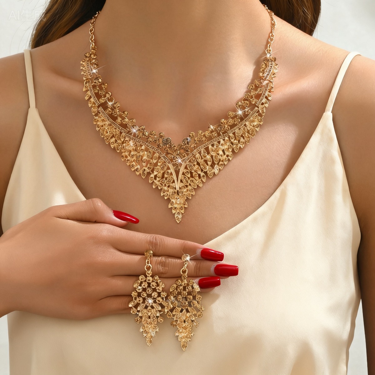 Alloy Earrings Jewelry Set Crystal Wedding Formal Dress Necklace thumbnail 4