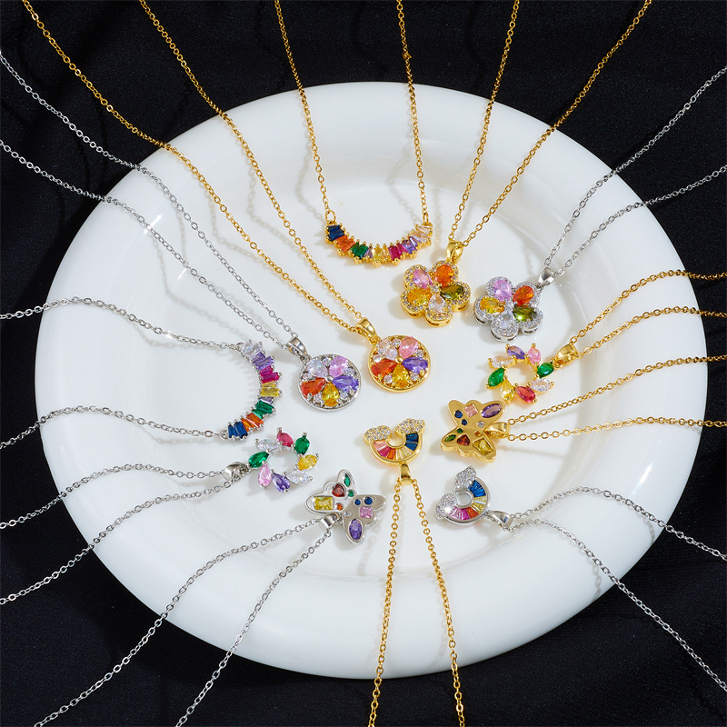 Geometric European & American Style Zircon Necklace