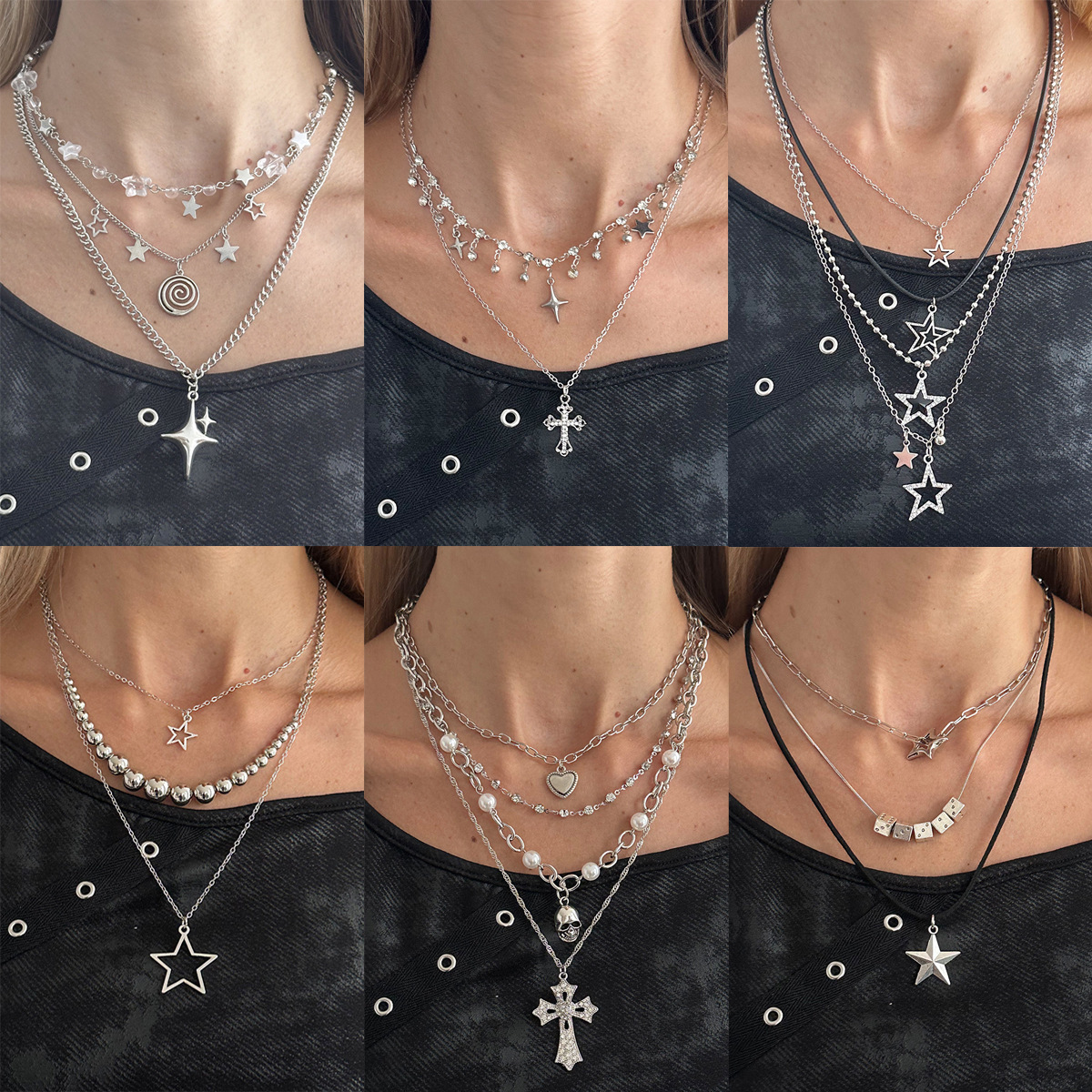 Cross Minimalist European & American Style Crystal Star Necklace - view 2