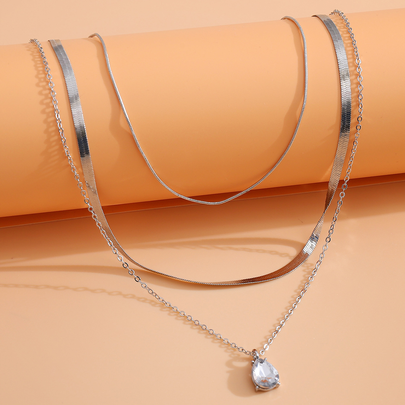 Minimalist Unique European & American Style Crystal Water Drop Necklace - view 2