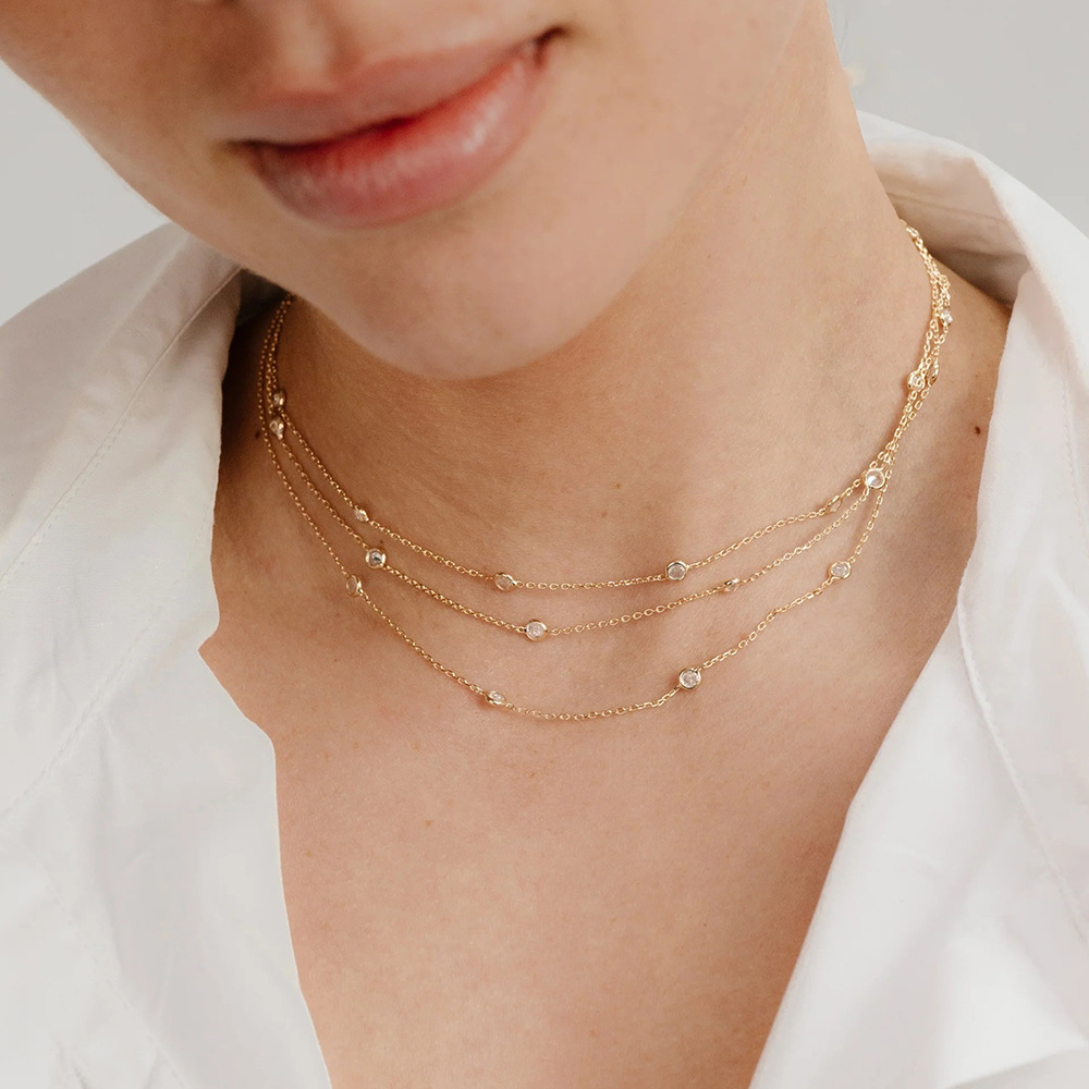 Instagram Style Stainless Steel 18K Gold Plated European & Necklace - view 2