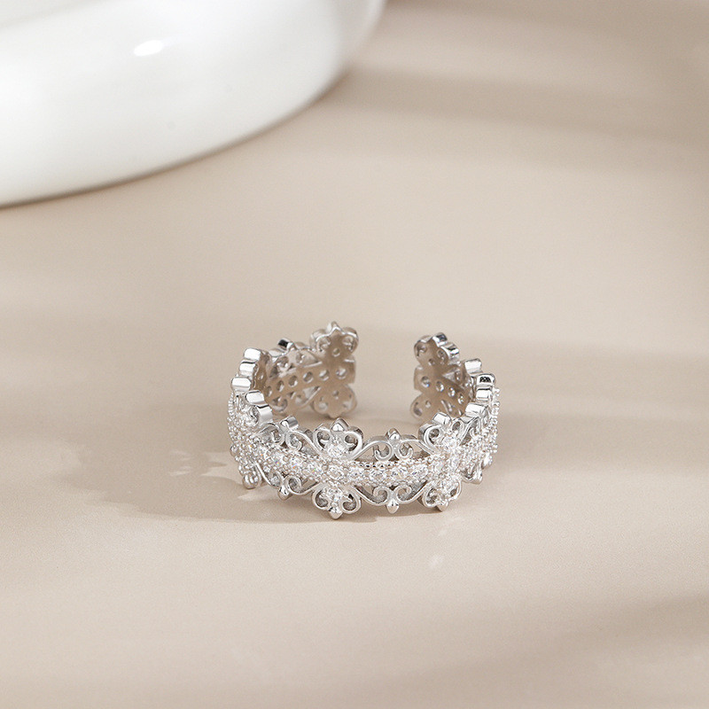 925 Silver Sterling Hollow Vintage Luxury French Style Ring thumbnail 4