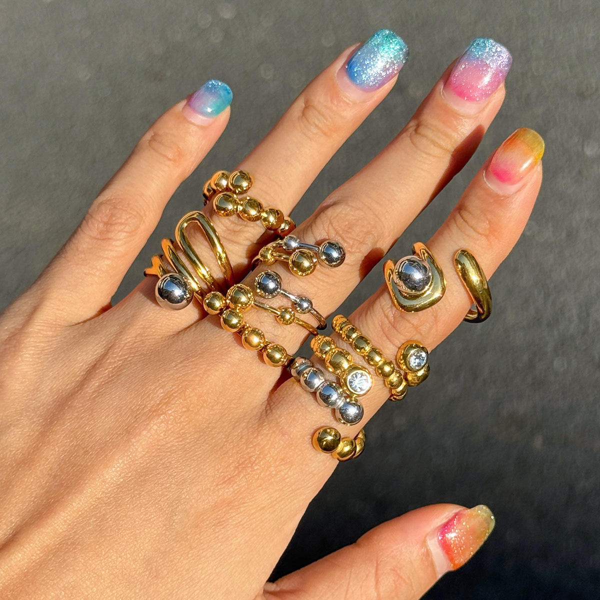 Stainless Steel Adjustable Open Ring - view 2