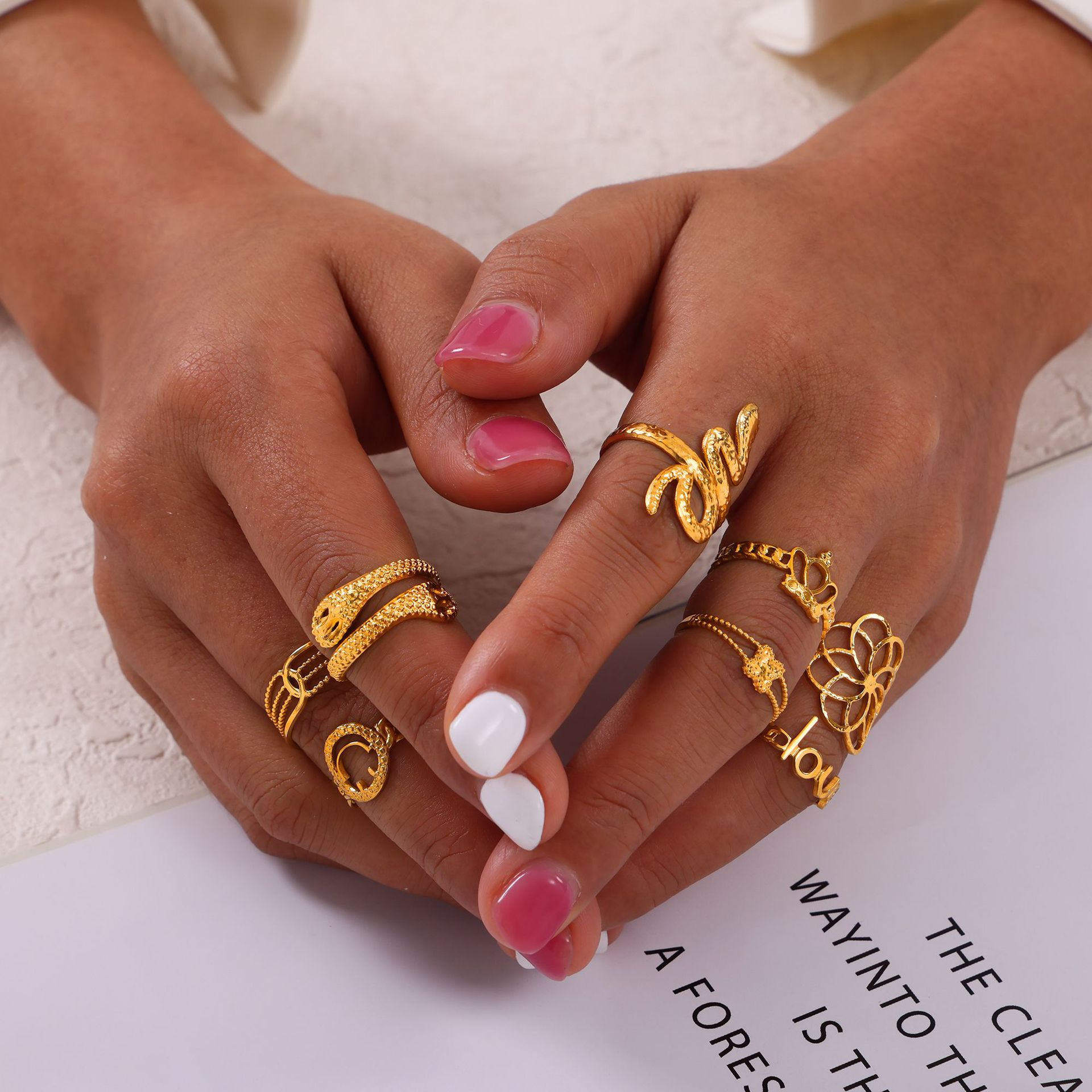 Titanium Steel Geometric Minimalist Unique Ring thumbnail 4