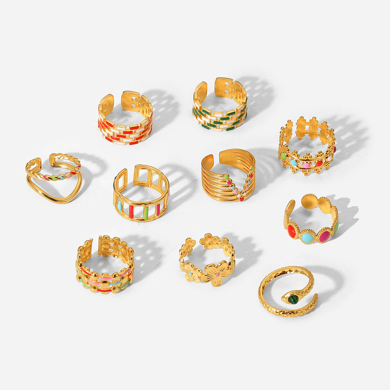 Instagram Style Stainless Steel 18K Gold Plated Geometric Ring thumbnail 5