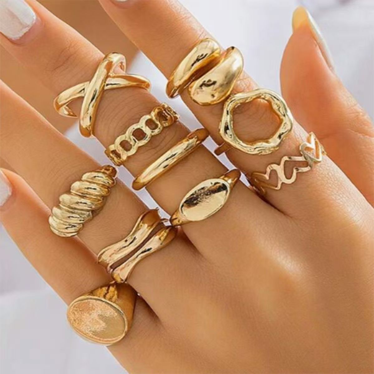 Premium Jewelry Set Geometric Exaggerated Ring