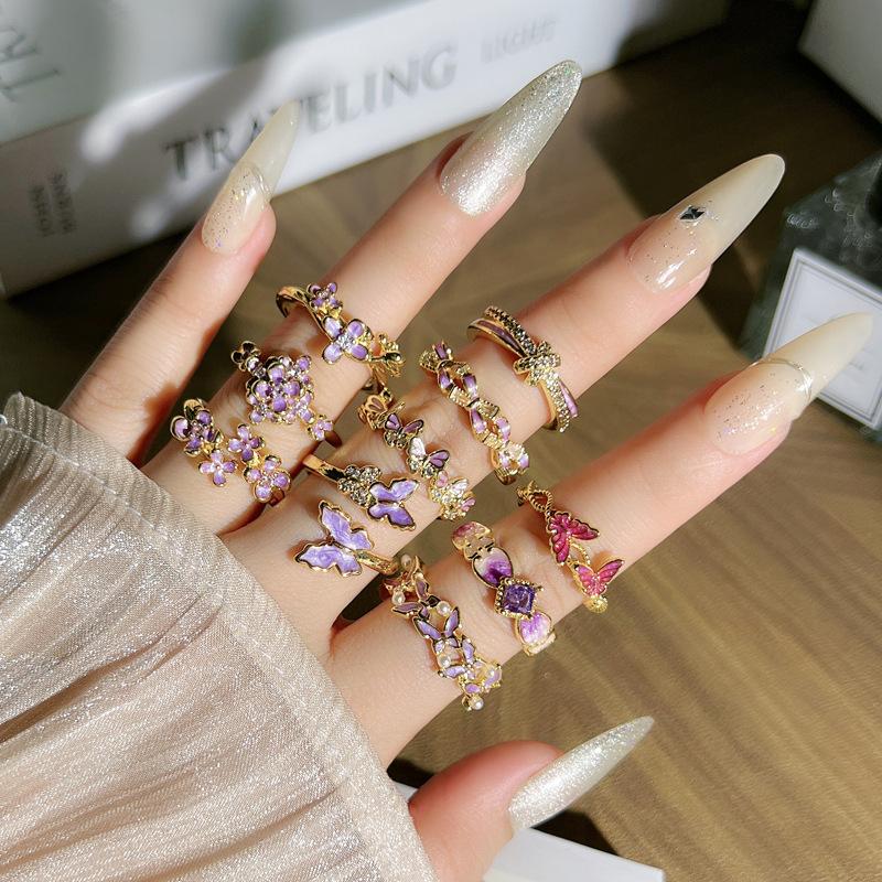 Premium Open Vintage Unique French Style Flower Butterfly Ring