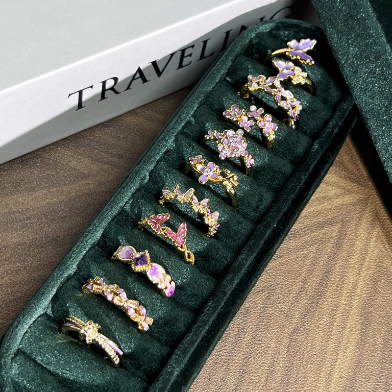 Premium Open Vintage Unique French Style Flower Butterfly Ring thumbnail 3