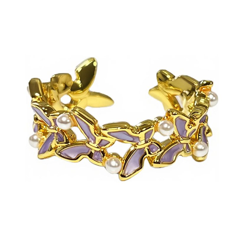 Premium Open Vintage Unique French Style Flower Butterfly Ring thumbnail 5