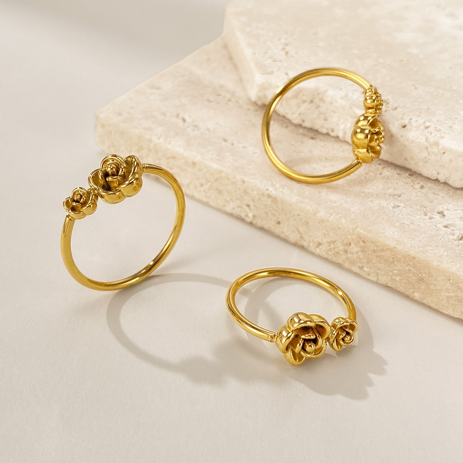 Stainless Steel Premium Titanium Vintage Luxury Unique Flower Ring thumbnail 3