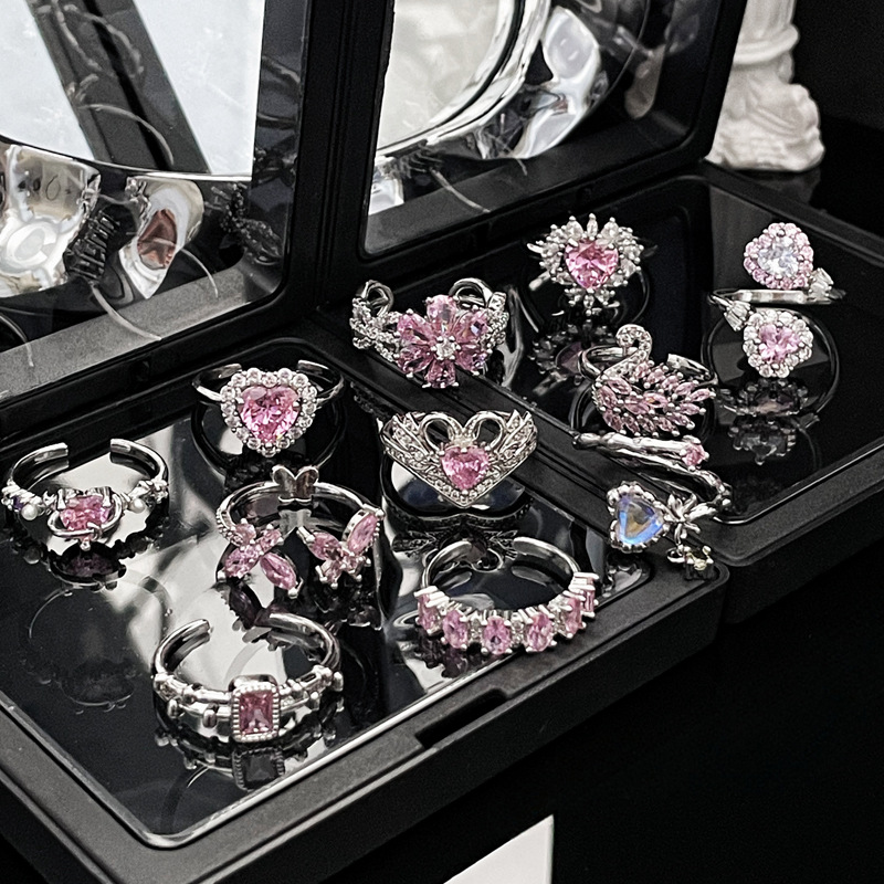 Premium Open Luxury Flower Heart Butterfly Ring thumbnail 3